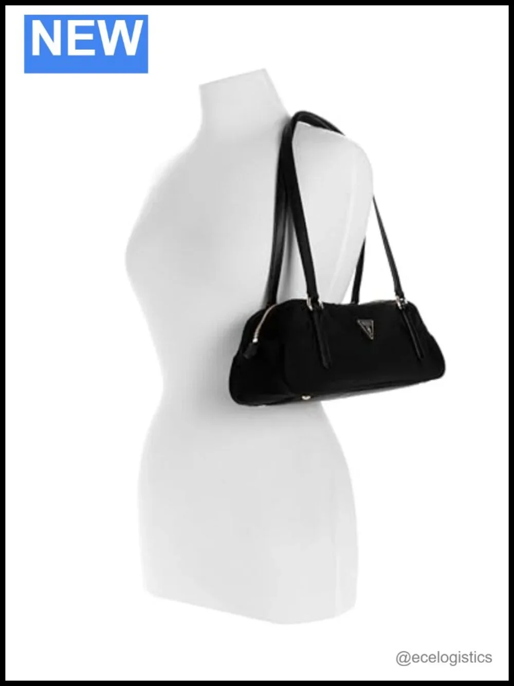 Nylon Satchel Shoulder Bag with Gold Hardware and Top Handle